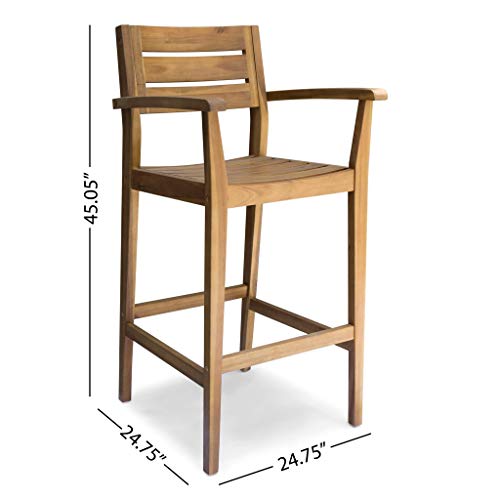 Christopher Knight Home Lera Outdoor Rustic Acacia Wood Barstool (Set of 2), Teak Finish by Christopher Knight Home - Image 8