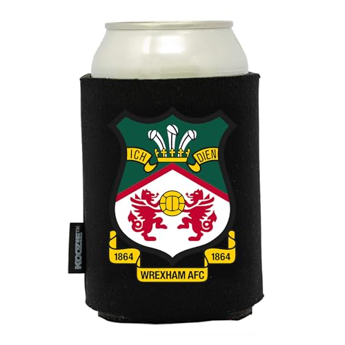 Wrexham AFC Can Cooler, Black Foam Drinks Sleeve, Standard 330ml, Football Supporter Merchandise