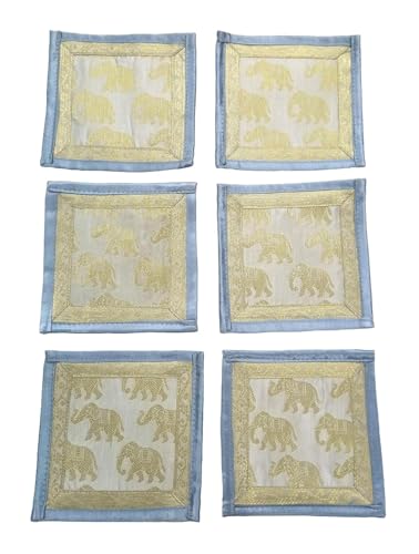 Image of Diwali Room Decor Silk Table Runner Placemats Tea Coaster Set for Living Room 4 to 6 Seater Dinning Table Table Mat Set Centre Table Top Decor Pack of 13 Pcs (Grey)