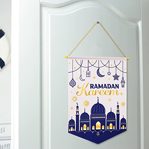 Ramadan Decorations Hanging Canvas Sign Ramadan Kareem Banner Double Sided Islamic Outdoor Ramadan Mubarak Garden Flag Welcome Ramadan Sign Canvas Ramadan Door Ornament For Indoor And Outdoor #TOP4