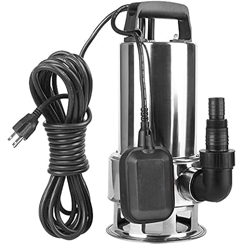 TOPWAY 1.5HP 4250GPH Stainless Steel Water Sump Pump, Clean/Dirty Submersible Pump with Automatic ON/OFF Float Switch, Water Removal for Basement Swimming Pool Pond Garden and Hot Tub Cover