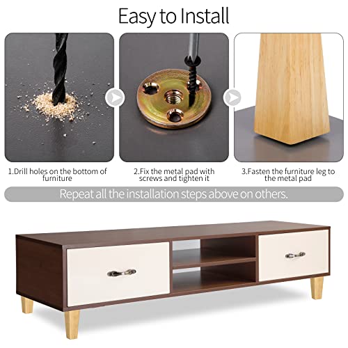 Turstin Set Of 8 Furniture Legs 6 Inch Square Solid Wood Couch Legs Replacement Sofa Legs Mid Century Furniture Feet For Armchair Bed Dresser Cabinet Include Installation Hardware, Natural #TOP3