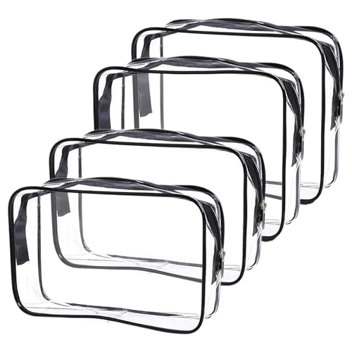Cosywell Clear Toiletry Bag Quart Size Bag Travel Makeup Cosmetic Bag PVC Toiletries Cosmetic Pouch for Women Men 3PCS (2M+2S)