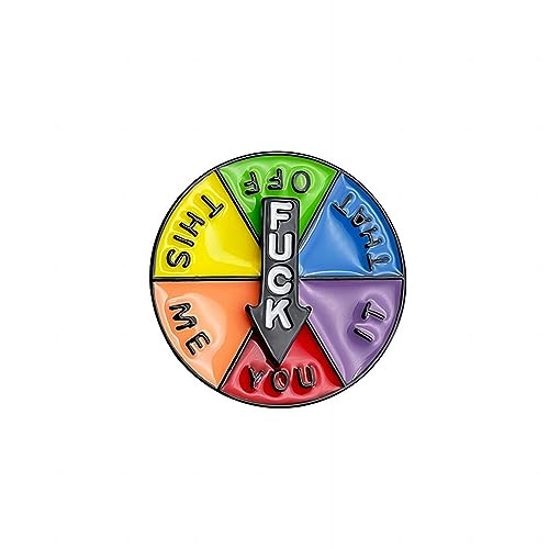 Fuck Enamel Pin - Funny Color Wheel Spinning Pins - Cute Aesthetic Badges Brooches for Backpack