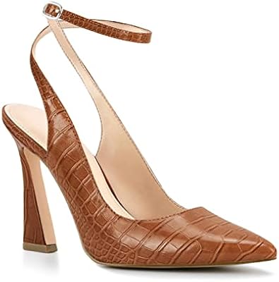 Reoplty Womens Closed Toe Ankle Strap Heels Pointed Toe Pumps Shoes Slingback High Heel Wedding Dres...