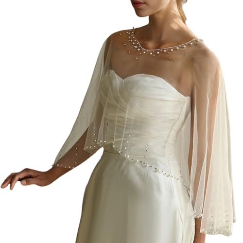 Women Mesh Shawl With Beadwork Rhinestones Seethrough Shoulder Wrap For Special Occasion And Evening Party Wear