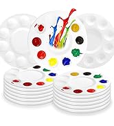 AUREUO Paint Tray Palettes 15 PCS - 10-Well Round Plastic Pallets, Paint Holder for Acrylic Oil W...