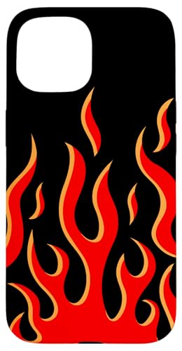 Y2K Red Flame Fire Pattern Psychedelic Aesthetic Phone Case for iPhone 15