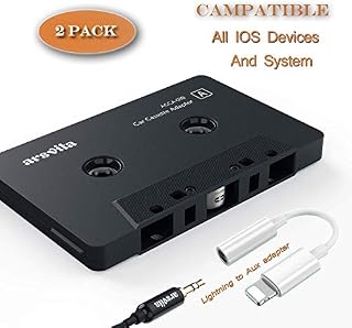 Arsvita Car Audio aux Cassette Adapter and a Smartphone to 3.5 mm Headphone