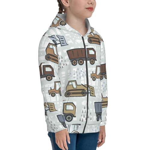 Tractor and Dumper Kids Pullover Hoodies Boys Zip Up Sweatshirts Girls Athletic Clothes with Pocket4