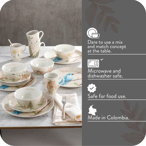 Corona Dinnerware Set 16-Pieces Earthenware | Lovely Garden | Set De Vajilla 4 Puestos | 16 Piezas | Ceramica | Birds And Flowers Decor #TOP2