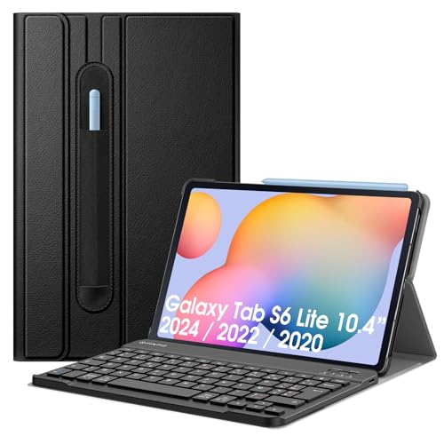 FINTIE Clavier pour Samsung Galaxy Tab S6 Lite 2024/2022/2020 10.4 Pouces - [AZERTY Français] Clavier Bluetooth sans Fil Etui Multiposition Housse Fine et...