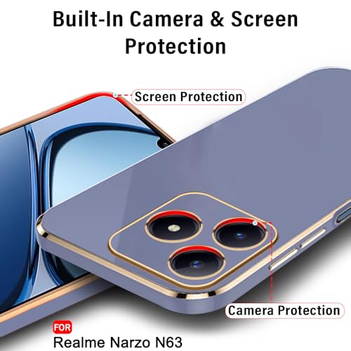 Image of TheGiftKart Luxurious Golden-Plated Back Cover Case for Realme C63 / Narzo N63 | Raised Lips for Camera & Screen Protection | Shockproof Design | Back Cover for Realme C63 / Narzo N63