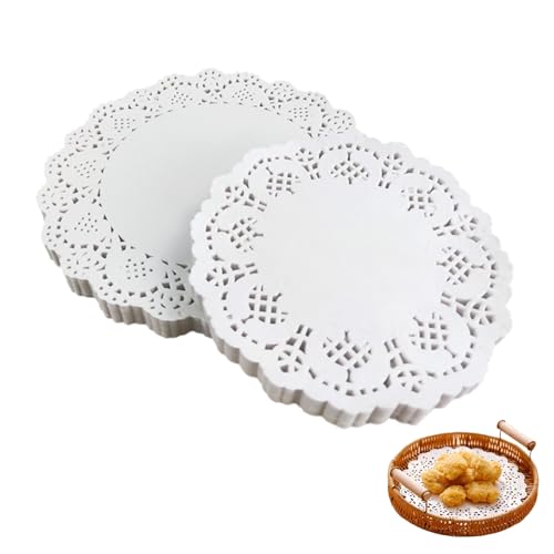 Napperon Papier Ronde Décoré en Dentelle - 100 Pièces - Diamètre 8,5 cm - Design Élégant et Pratique