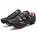 Womens Cycling Shoes Compatible with Peloton Bike Clip in Ladies Indoor Cycling Road Bike Riding Biking Shoes, Pre-Installed Delta Cleats Size 8.5 Black Pink