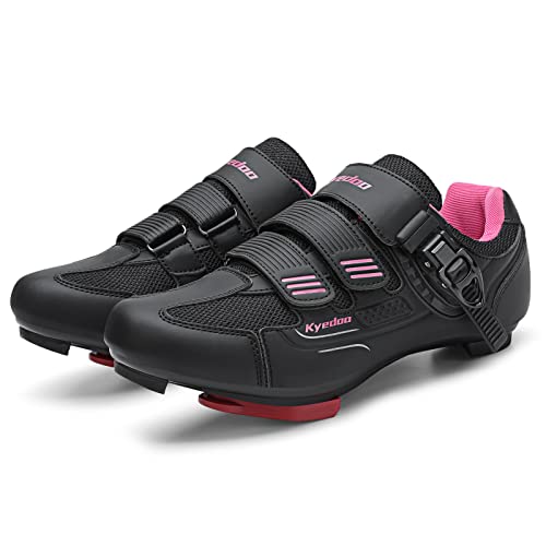 Womens Cycling Shoes Compatible with Peloton Bike, Size 7.5, Black Pink by Kyedoo - Used condition - Image 3
