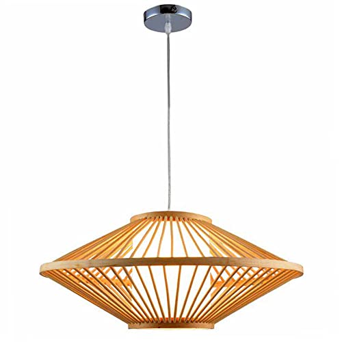 QIVGXBO Chinese Style Pendant Light Shades Beige Geometric Hanging Lamp Shades Bamboo Pastoral Light Fixtures Ceiling Mount Ceiling Light Fitting Chandelier Interior for Hotel Bedroom Kitchen