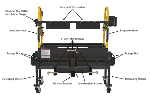 Bigtoolrack | Counter-Weight, Ballast, And Mobile Storage For Tractor | Attachment Better Than A Wagon | Tool Box Holder | Yellow | Ultimate Rack #TOP4