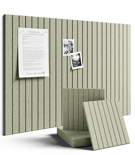 Fluxynara Large Felt Bulletin Board 36 x 24 Cork Board Alternative-6 Pack with 40 Safe Removable Adhesive Tabs, Cork Boards for Walls Cork Board for Home Office Classroom Pin Board - Sage Green