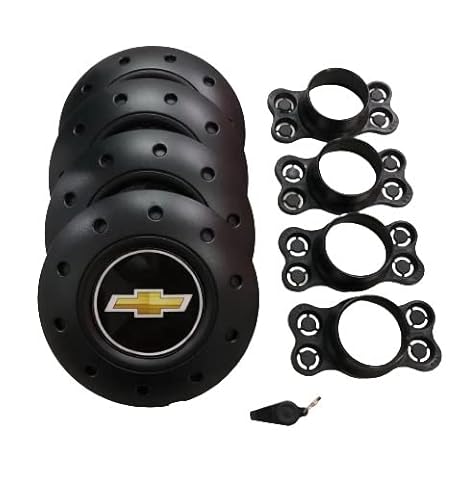 Jogo de Calotas de Centro Miollo para GM Corsa Aro 13 1994/2012 Estilo Amarok Preto (Logo Dourado)