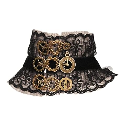 BoomYou Lace Antique Necklace Choker Black Retro Lace Choker Gothic Steampunk Costume Handmade Choker Women Vintage Punk Waistband for Halloween Christmas Party- Y390 Cover