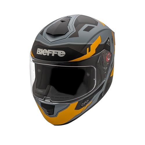 Bieffe Capacete Moto Fechado B-12 Avant Cinza Moon Fosco/Amarelo 60