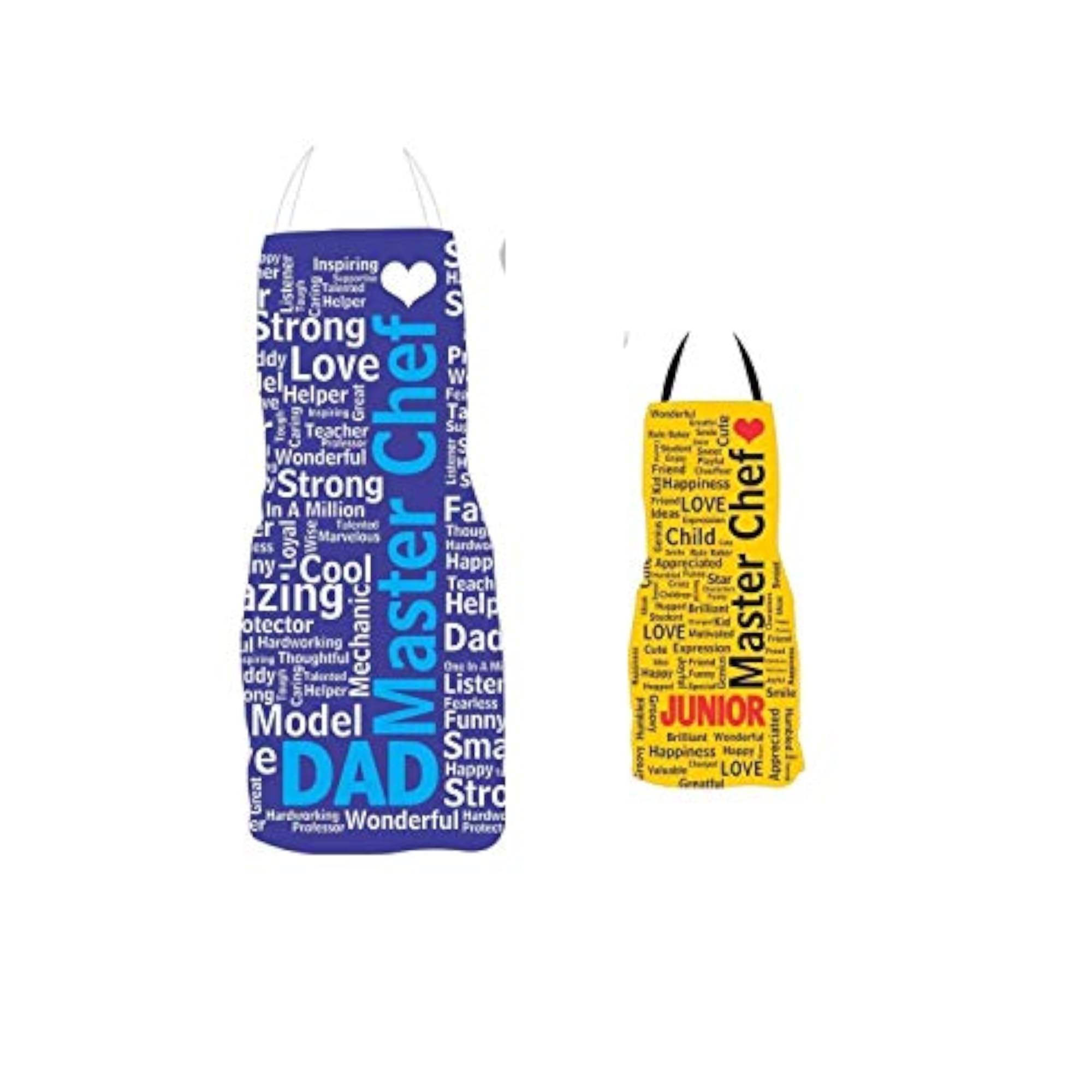 Master Chef Dad and Kids Kitchen Chef Apron Set of 2