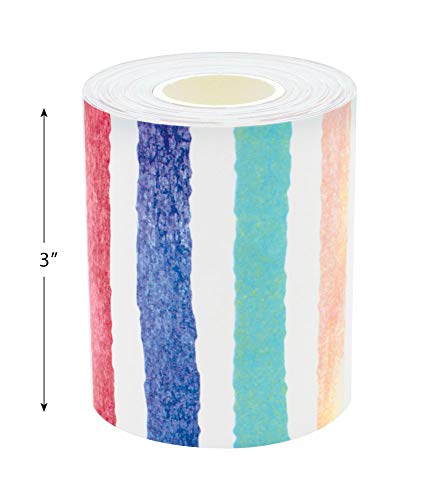 image for Teacher Created Resources Watercolor Stripes Straight Rolled Border Tr