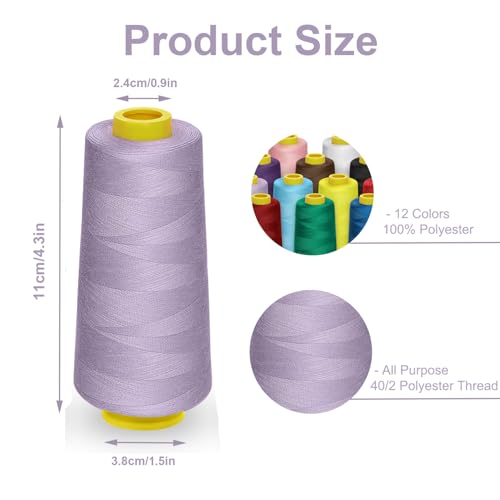 Hilo para máquina de coser serger 12 conos 1500 m miniatura 2
