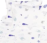 J pinno Sea Animal Fish Whale Underwater World Cute Cozy Fun Full Sheet Set for Kids Girls Children100% Cotton, Flat Sheet + Fitted Sheet + Pillowcase Bedding Set (10, Full)