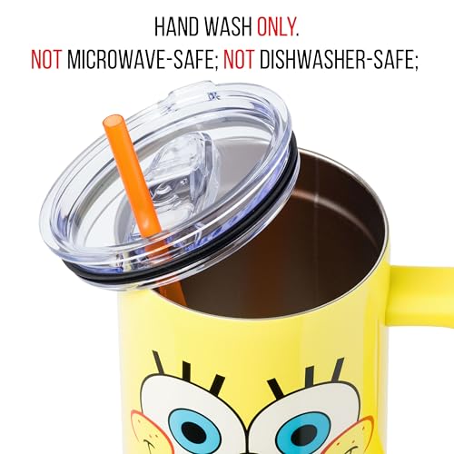 Image of Silver Buffalo SpongeBob SquarePants Stainless Steel Tumbler with Handle, Fits in Standard Cup Holder, 40 Ounces (Pack of 12)