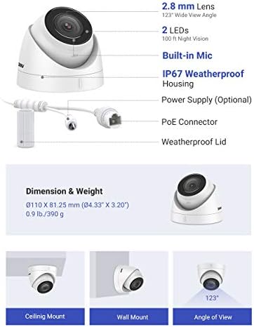 ANNKE C800 4K POE Outdoor Camera with AI Human/Vehicle Detection, 8MP Ultra HD CCTV Security Camera, IP67 Waterproof, Smart Motion Alert, Built-in MicroSD Card Slot for 24/7 Audio Recording