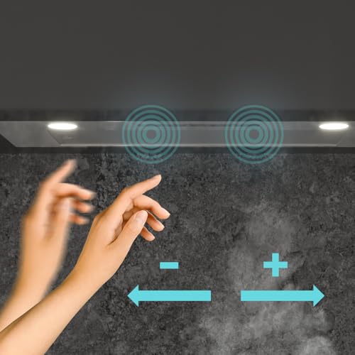 Cecotec Einbau-Dunstabzugshaube, 75 cm Bolero Flux IT 755500 Inox A++. Motor 70W, 3 Leistungsstufen, Niedriger Energieverbrauch, Edelstahlfinish, Absaugung 550m³/h, Touch-Bedienung, Booster