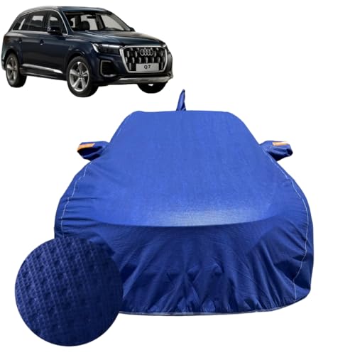 Image of Car Cover for Audi Q7 (2021-2026) | 100% Waterproof Cover with Reflective Mirror Pockets | Dustproof, Scratchproof, Heatproof Audi Q7 Car Cover |Soft Cotton Lining| Blue