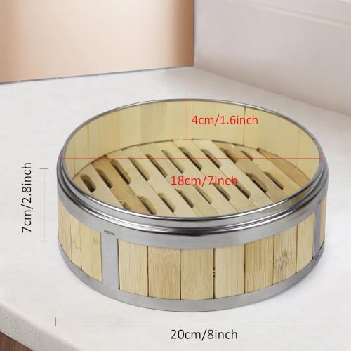 WENLISELL Cuiseur vapeur en bambou de 20,3 cm, cuiseur vapeur en bambou pour raviolis – vue 2