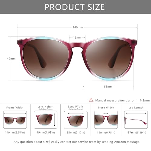 Image of SUNGAIT Premium Vintage Round Sunglasses for Women Men Classic Retro Style