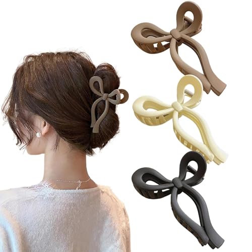 Image of Elayna Hair Claw Clips for Women & Girls 4pcs Butterfly Hair Clips Cute Large Crab Ponytail Accessories Nonslip Strong Hold Neutral Matte