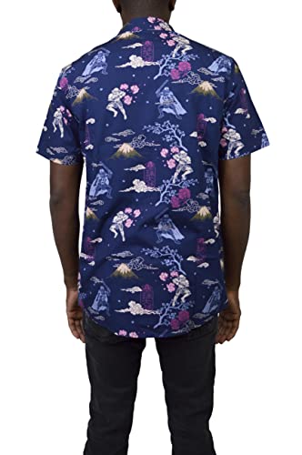 Star Wars Men's Darth Vader And Stormtroopers Samurai Print Button Down Shirt - Navy - X Large #TOP1