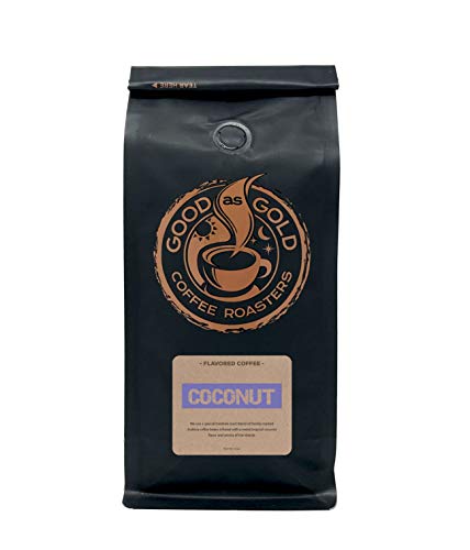 Coconut Coffee Beans, Flavored Coffee, Whole Bean, 12 Ounce Bag - Good As Gold Coffee Roasters #TOP1