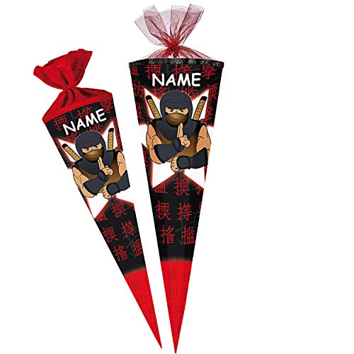 Schultüte - Ninja Kämpfer - Samurai - 85 cm - 6 eckig - incl. Name -...
