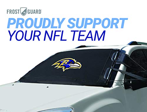 NFL Frost Guard Windshield Cover for Ice and Snow, Baltimore Ravens | XL Size Car Windshield Frost Cover with Side Mirror Covers | Fits Most Medium and Large SUVs, Trucks, Vans – 68 x 40 Inches - Thumbnail 3