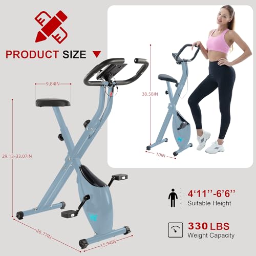 Image of BARWING Foldable Exercise Bike with Magnetic Resistance for Home | 3 IN 1 Stationary Bike with 16 Resistance Levels and 330 lb Capacity for Low-Impact Home Cardio Workouts