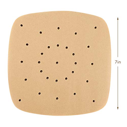 Beasea Perforated Parchment Paper, 200Pcs 7 Inch Air Fryer Unbleached Filter Paper Square Air Fryer Disposable Paper Liners Bamboo Steamer Papers For Air Fryer And Steaming Basket #TOP1