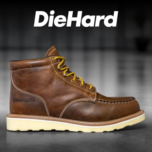 DieHard Mustang Wedge Brown Work Boot – Soft Toe, Full Grain Leather, Slip-Resistant, Electrical Hazard Protection (Brown, US Footwear Size System, Adult, Men, Numeric, Medium, 9) by DieHard - Used condition - Image 6
