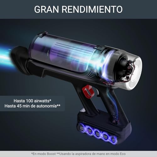 Miniatura 4 de Rowenta Xforce Flex 9.60 Allergy Aspirador Escoba Sin Cable, 200 W, Tubo Flex, Pantalla Smart Control, Todo Tipo De Suelos, Sistema Visión Power Led, Gatillo Boost, Filtra Hasta El 99,9