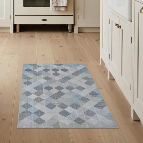 ODIKA Flatwoven High Traffic Area Rug 3x5, Geometric Patterned Area Rug in Elegant Tones, Non Slip, Stain Resistant, Washable Area Rugs for Living Room, Bedroom (Gray, 3x5)