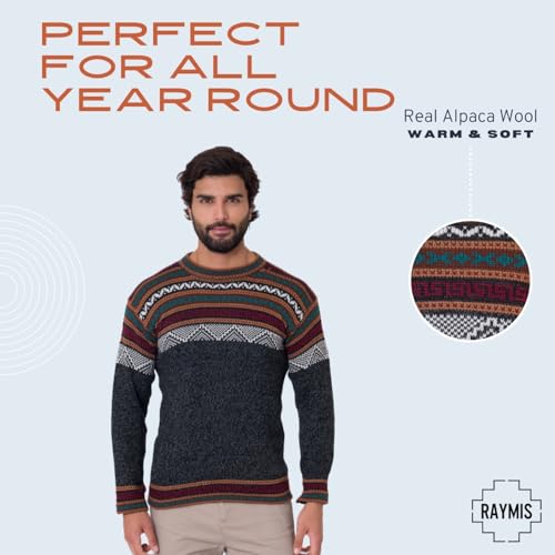 Alpaca Wool Sweater for Men | Warm, Lightweight, Soft | Knitted Top | Long Sleeve Knitted – Handmade by Peru Artisans4