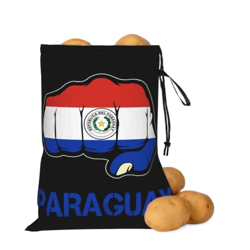 BALKOVILA Paraguay Flag Fist Design Potato Onion Storage Bag 16.1In