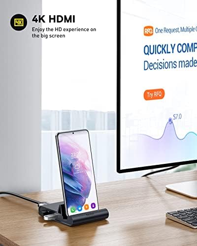 Baseus Switch Dock, Samsung Dex Station 7 in 1 Docking Station USB C with 4K HDMI, 100W PD, USB 3.0/2.0, SD/TF Card Reader, Portable Charging Stand for Switch/Switch OLED, Samsung, Huawei Desktop Mode