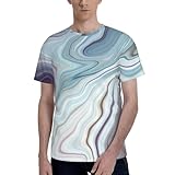 Camiseta de corte moderno con diseño de murales de mármol para hombre, cómoda, cuello redondo, manga corta, casual, ropa de viaje suave, Negro, XXL